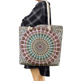 Geometric Floral Print Handbag Eco Friendly High Capacity Shopping Bag