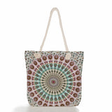 Geometric Floral Print Handbag Eco Friendly High Capacity Shopping Bag