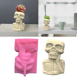 Geometric Skull Gypsum Silicone Mold for Succulent Pot Flower Pen Holder