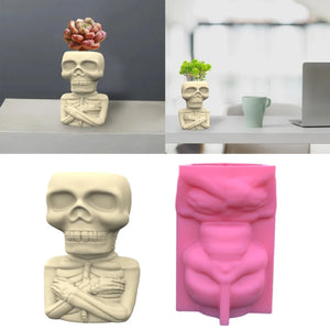 Geometric Skull Gypsum Silicone Mold for Succulent Plant Flower Pot