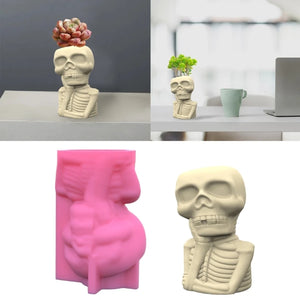 Geometric Halloween Skull Gypsum Silicone Mold for Succulent Plant Pot Flower