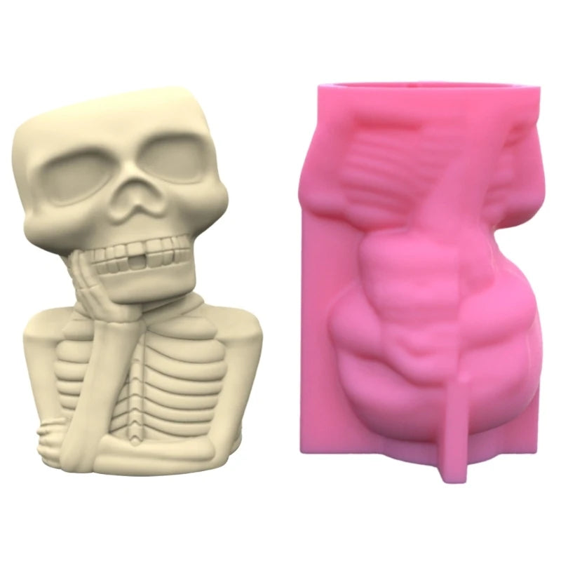 Geometric Halloween Skull Gypsum Silicone Mold for Succulent Plant Pot Flower