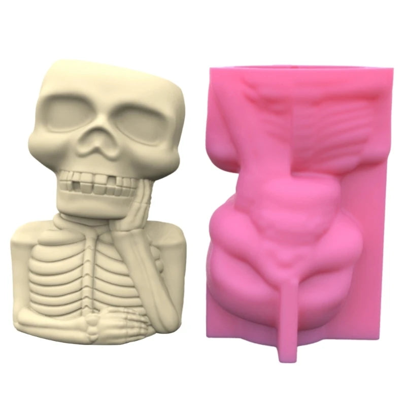 Geometric Skull Gypsum Silicone Mold for Succulent Pot Flower Pen Holder