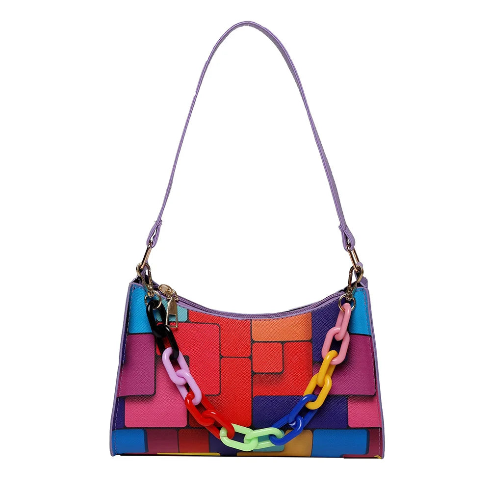 Geometric Hit Underarm Bags Leather Women Casual Shoulder Crossbody Bag