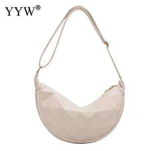 Geometric Moon Shape Shoulder Bag Zipper Solid Trending Handbags