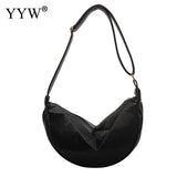 Geometric Moon Shape Shoulder Bag Zipper Solid Trending Handbags