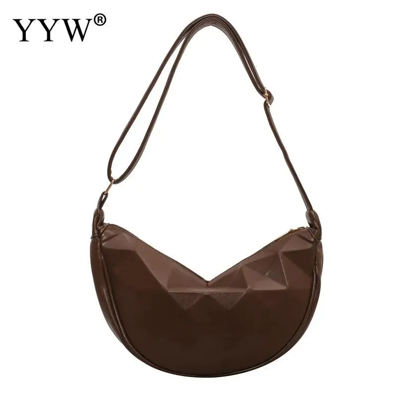 Geometric Moon Shape Shoulder Bag Zipper Solid Trending Handbags