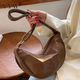 Geometric Moon Shape Shoulder Bag Zipper Solid Trending Handbags