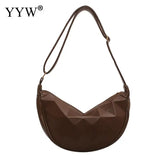 Geometric Moon Shape Shoulder Bag Zipper Solid Trending Handbags