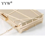 Geometric Pattern Chain Box Clutch Bag Metal Decor Glitter Shoulder Crossbody