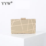Geometric Pattern Chain Box Clutch Bag Metal Decor Glitter Shoulder Crossbody