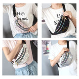 Geometric Pattern Waist Bag PU Leather Belt Chest Phone Pouch
