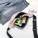 Geometric Pattern Waist Bag PU Leather Belt Chest Phone Pouch