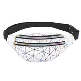 Geometric Pattern Waist Bag PU Artificial Leather Splicing Belt Bag