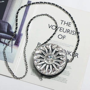 Geometric Rhinestone Mini Circular Bag Chain Shoulder Bag
