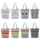 Geometric Striped Printed Reusable Tote Bag for Women