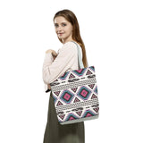 Geometric Striped Printed Reusable Tote Bag for Women