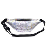 Geometric Waist Packs Women Pink Silver Fanny Pack Female Banana Belt Bag