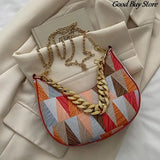 Geometry Pattern Shoulder Bag Chains Handbags Retro Wedding Clutch Purse