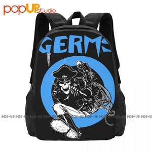 Germs Leather Skeleton Rock N Roll Music Band Backpack