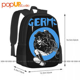 Germs Leather Skeleton Rock N Roll Music Band Backpack