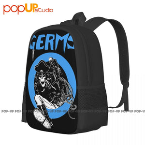 Germs Leather Skeleton Rock N Roll Music Band Backpack