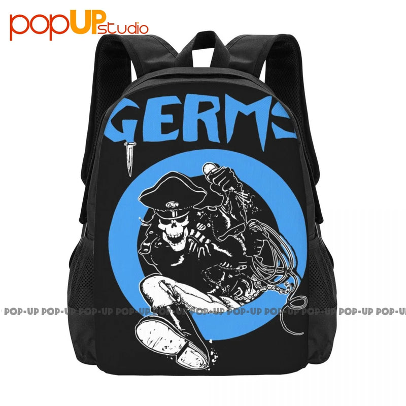 Germs Leather Skeleton Rock N Roll Music Band Backpack