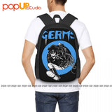 Germs Leather Skeleton Rock N Roll Music Band Backpack