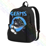 Germs Leather Skeleton Rock N Roll Music Band Large Capacity Backpack