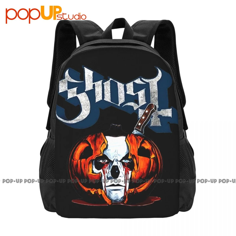 Ghost Bc Pumpkin Surprise Papa Halloween Metal Rock Band Backpack
