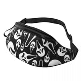 Ghost Face Print Waist Bag Scary Halloween Fisherman Work Waist Pack