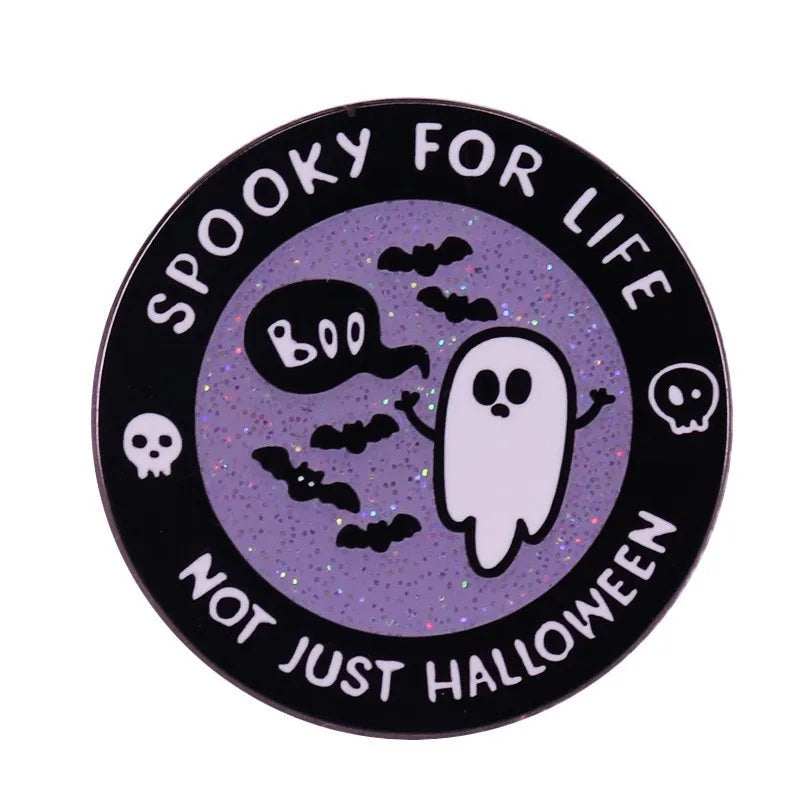 Ghost Spooky For Life Enamel Pin Lapel Pin for Clothes Brooches