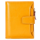 Women Wallet Bifold Compartment Solid Purse Buckle Zip Pocket