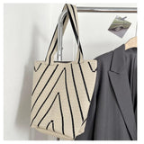 Cotton Woven Tote Bag for Women Casual Knitted Shoulder Bag Large Capacity