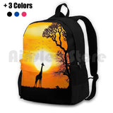 Giraffe And Sun In Africa Outdoor Hiking Backpack