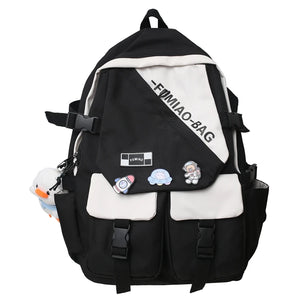 Girl Badge Travel Book Laptop Backpack Women School Bag Ladies Nylon Leisure