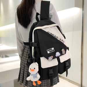 Girl Badge Travel Book Laptop Backpack Women School Bag Ladies Nylon Leisure