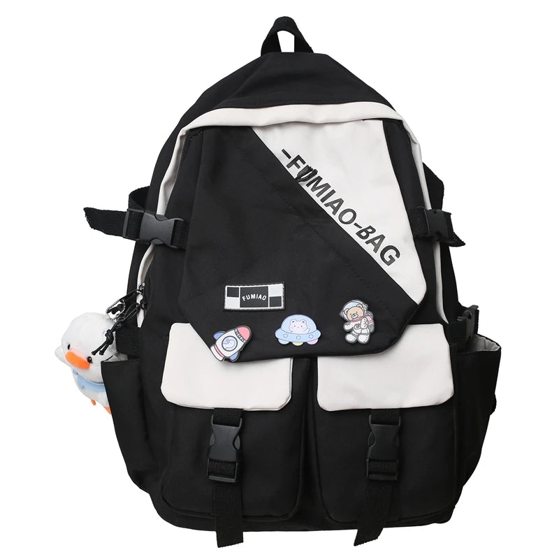 Girl Badge Travel Book Laptop Backpack Women School Bag Ladies Nylon Leisure