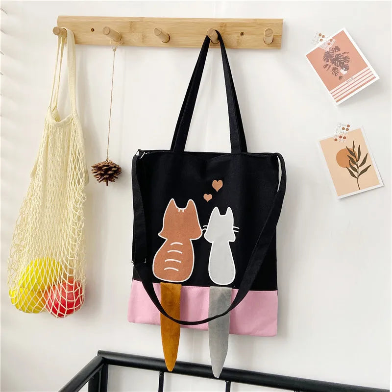 Girl Canvas Shoulder Bag Women Shopping Bag Teenage Women Messenger Bags Ladies