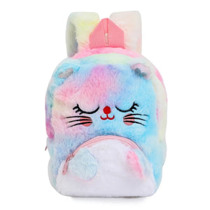 Plush Cat Backpack for Girls, Cute Kids Schoolbag