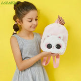 Plush Cat Backpack for Girls, Cute Kids Schoolbag