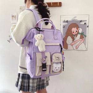 Waterproof Purple Backpack Girls High School Bags