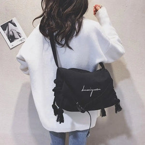 Women Canvas Messenger Bag Large Capacity Postman Shoulder Bag