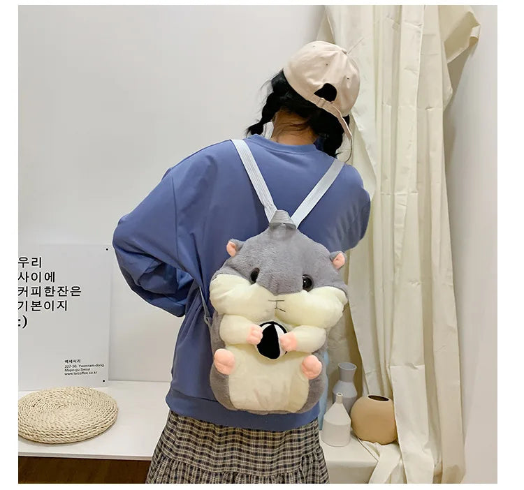Girl Hamster Doll Shoulder Bag Plush Backpack