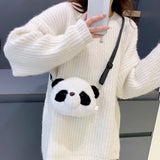 Girl Panda Shape Plush Shoulder Bag Women's Shopper Handbag