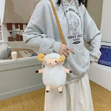Fluffy Sheep Plush Shoulder Crossbody Bag for Women