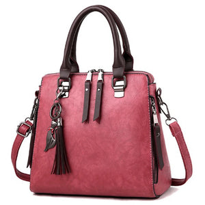 Tassel Crossbody Bag PU Leather Shoulder Messenger Bag for Women