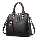 Tassel Crossbody Bag PU Leather Shoulder Messenger Bag for Women