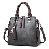 Tassel Crossbody Bag PU Leather Shoulder Messenger Bag for Women