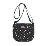 Flower Print Small Shoulder Bag Lightweight Nylon Crossbody Purse